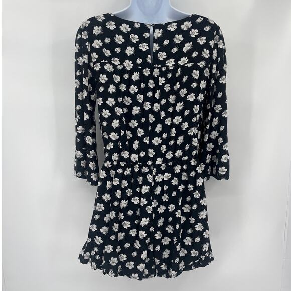 Abercrombi & Fitch Boho Floral Romper Sz S Indie Cottagecore Romantic Ruffle Tie - Picture 6 of 12